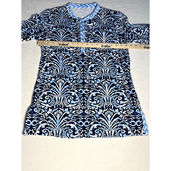 J. McLaughlin Catalina Cloth Blue Scroll Dress Size Large - Picture 6 of 8